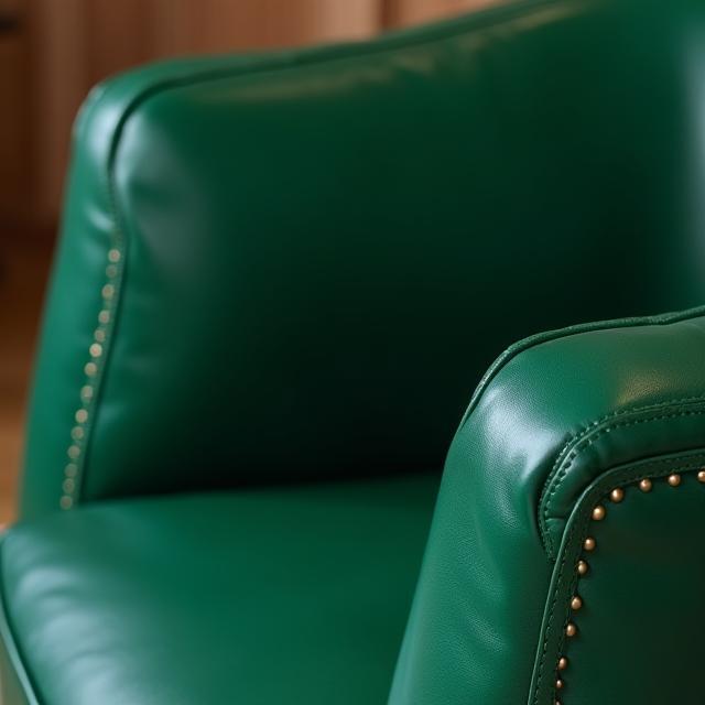 After: armchair with new emerald leather