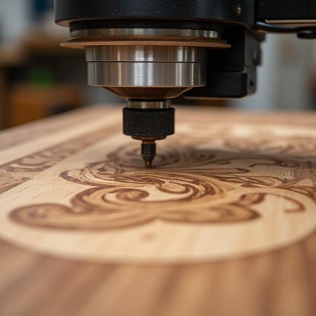 CNC router carving walnut inlay
