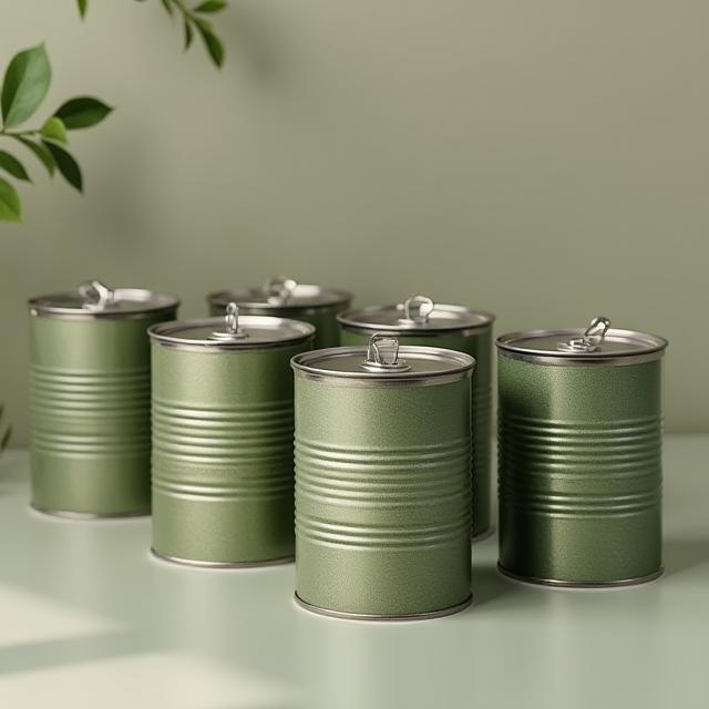 Rows of eco-friendly finish cans