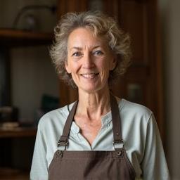 Mary O’Sullivan in workshop apron